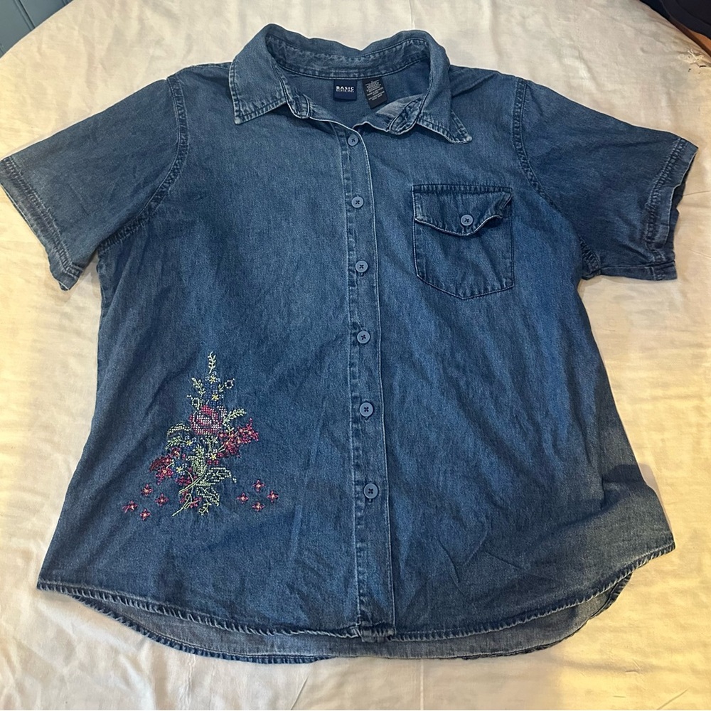 Basic Editions Classic Blue Denim Top - image 1